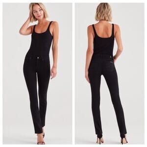 7 For All Mankind Women's Size 25 Kimmie Straight Leg‎ Jeans Black Mid Rise
